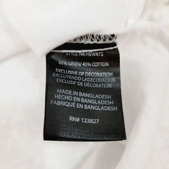 Harve Benard Oversized Washable Linen Flutter Sleeve Top in White Size Small - Picture 5 of 10